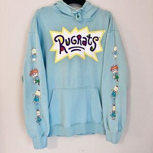 Rugrats Hoodie‎ Medium Mint Aqua Green Sweatshirt Nickelodeon Hoodie Fall EUC